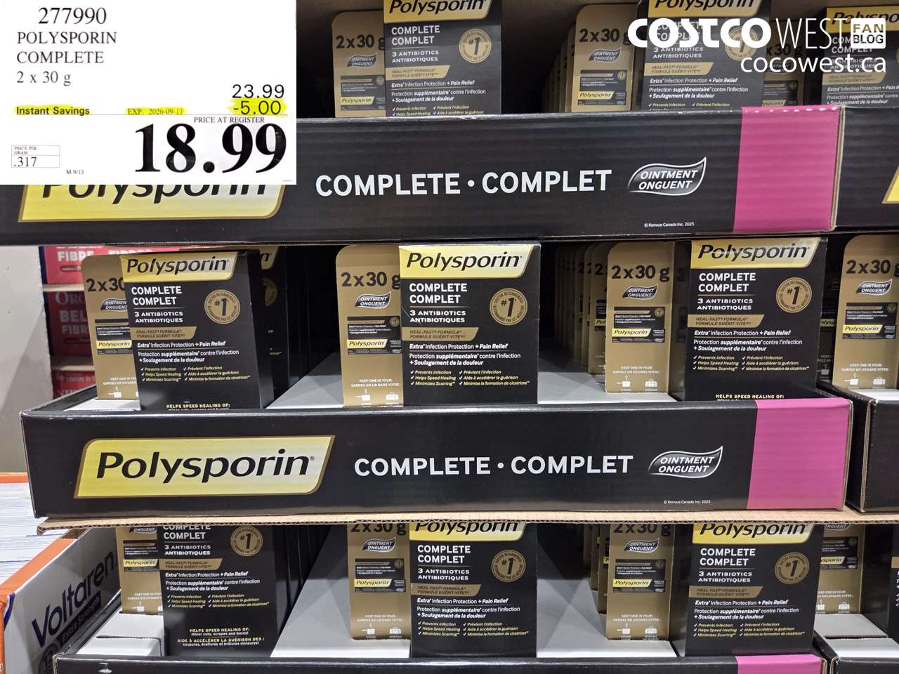 277990 POLYSPORIN COMPLETE 2 X 30 G ($5.00 INSTANT SAVINGS EXPIRES ON 2026-09-13) $18.99