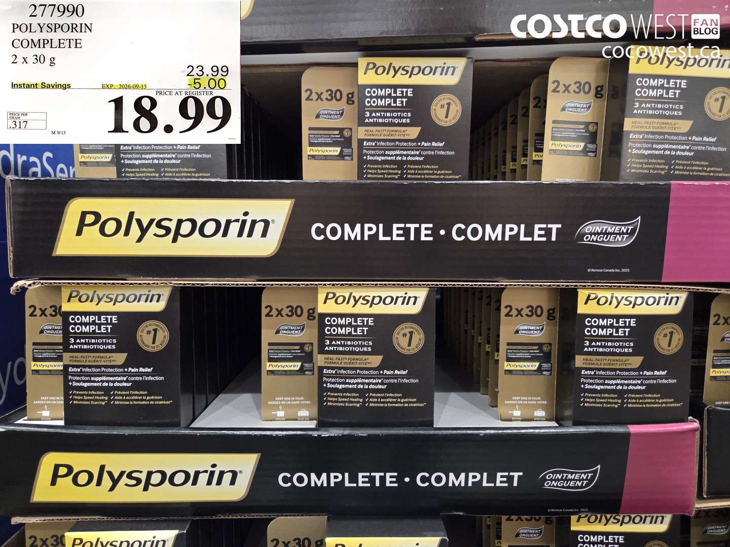 277990 POLYSPORIN COMPLETE 2 X 30 G ($5.00 INSTANT SAVINGS EXPIRES ON 2026-09-13) $18.99