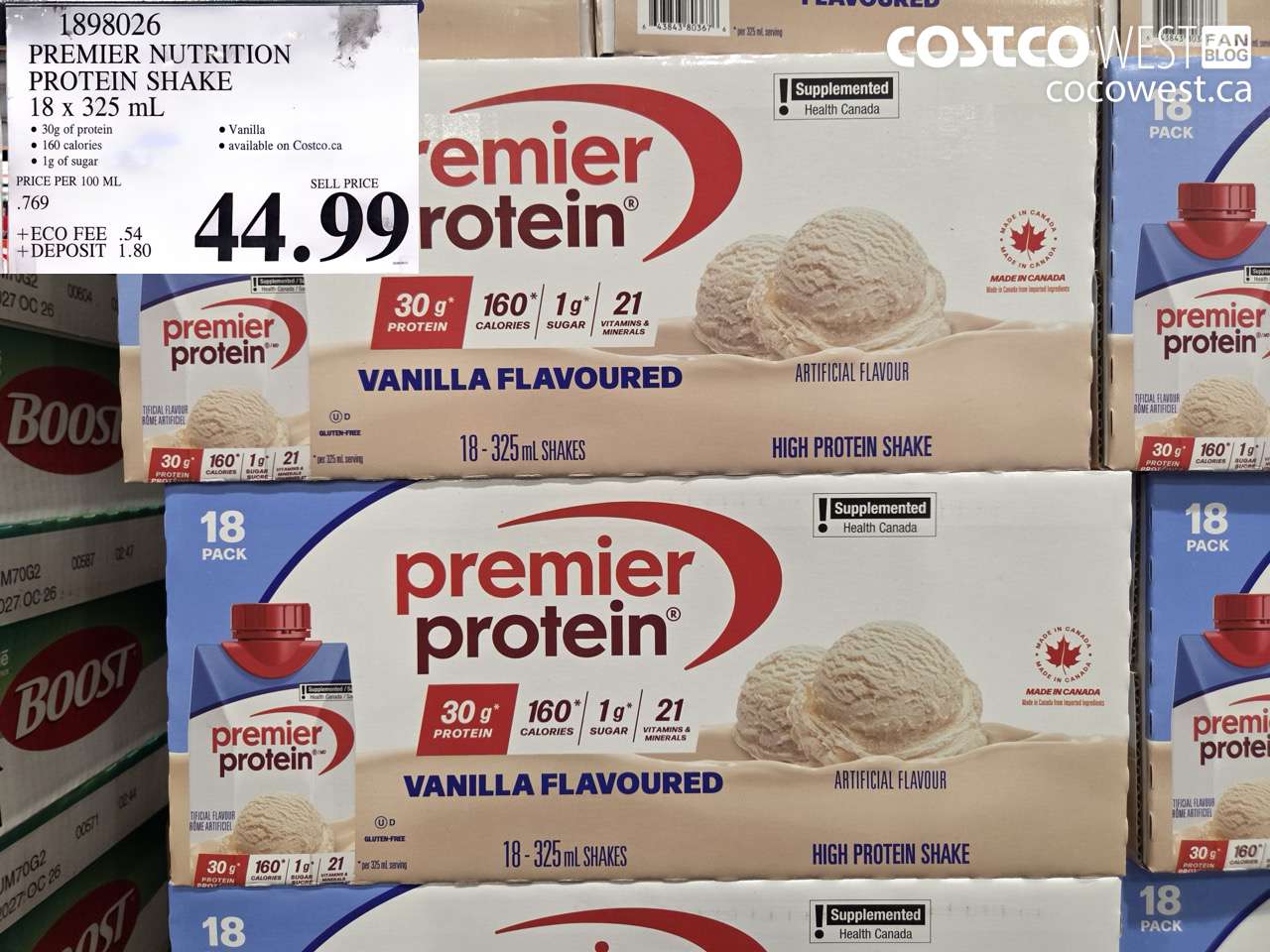 1898026 PREMIER NUTRITION PROTEIN SHAKE 18 X 325 ML $44.99