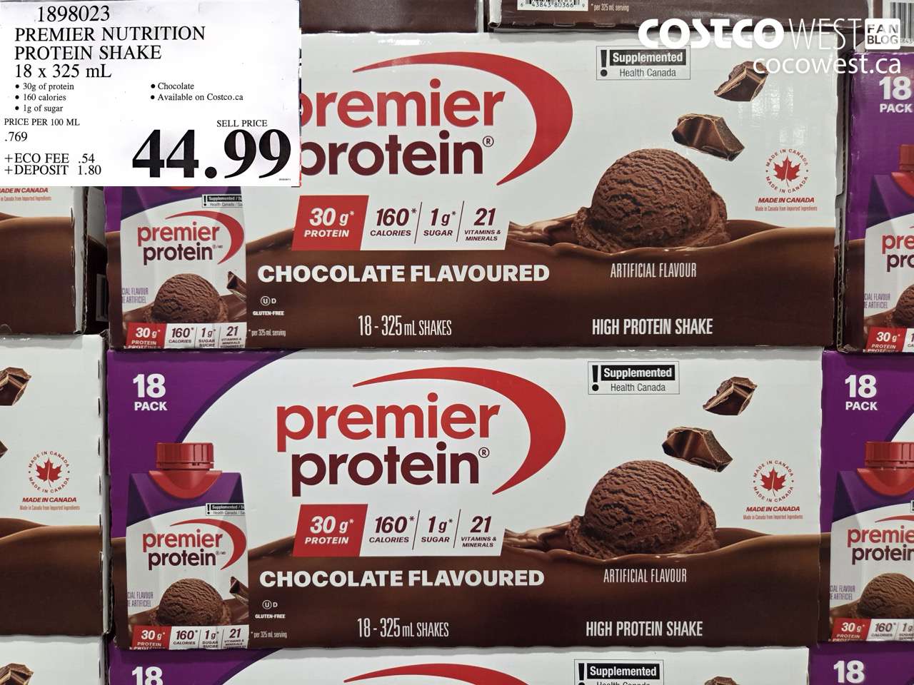 1898023 PREMIER NUTRITION PROTEIN SHAKE 18 X 325 ML $44.99