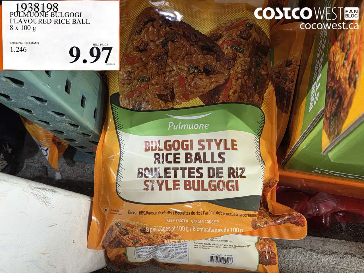 1938198 PULMUONE BULGOGI FLAVOURED RICE BALL 8 X 100 G $9.97