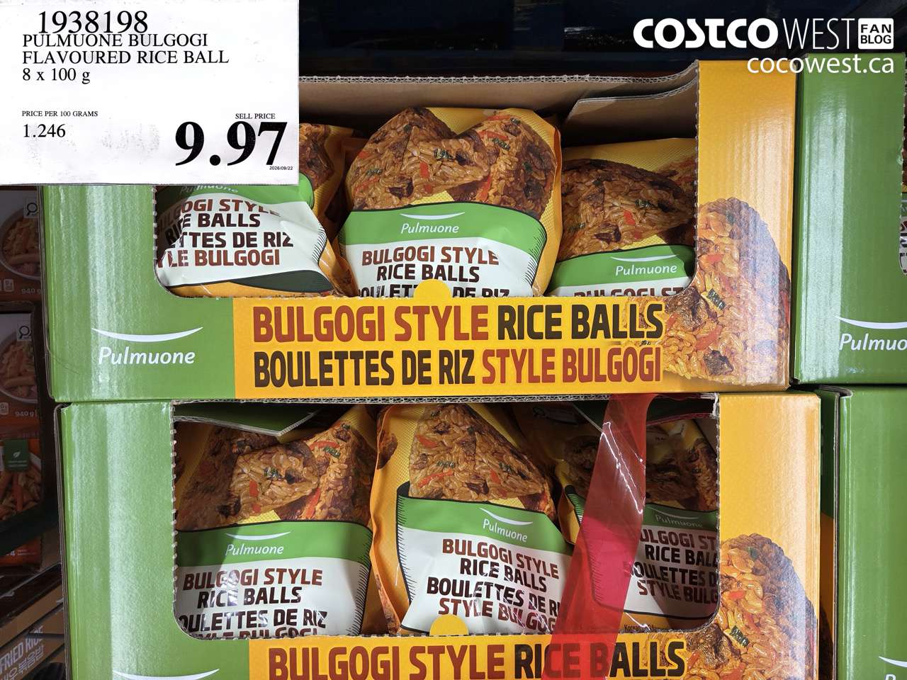 1938198 PULMUONE BULGOGI FLAVOURED RICE BALL 8 X 100 G $9.97