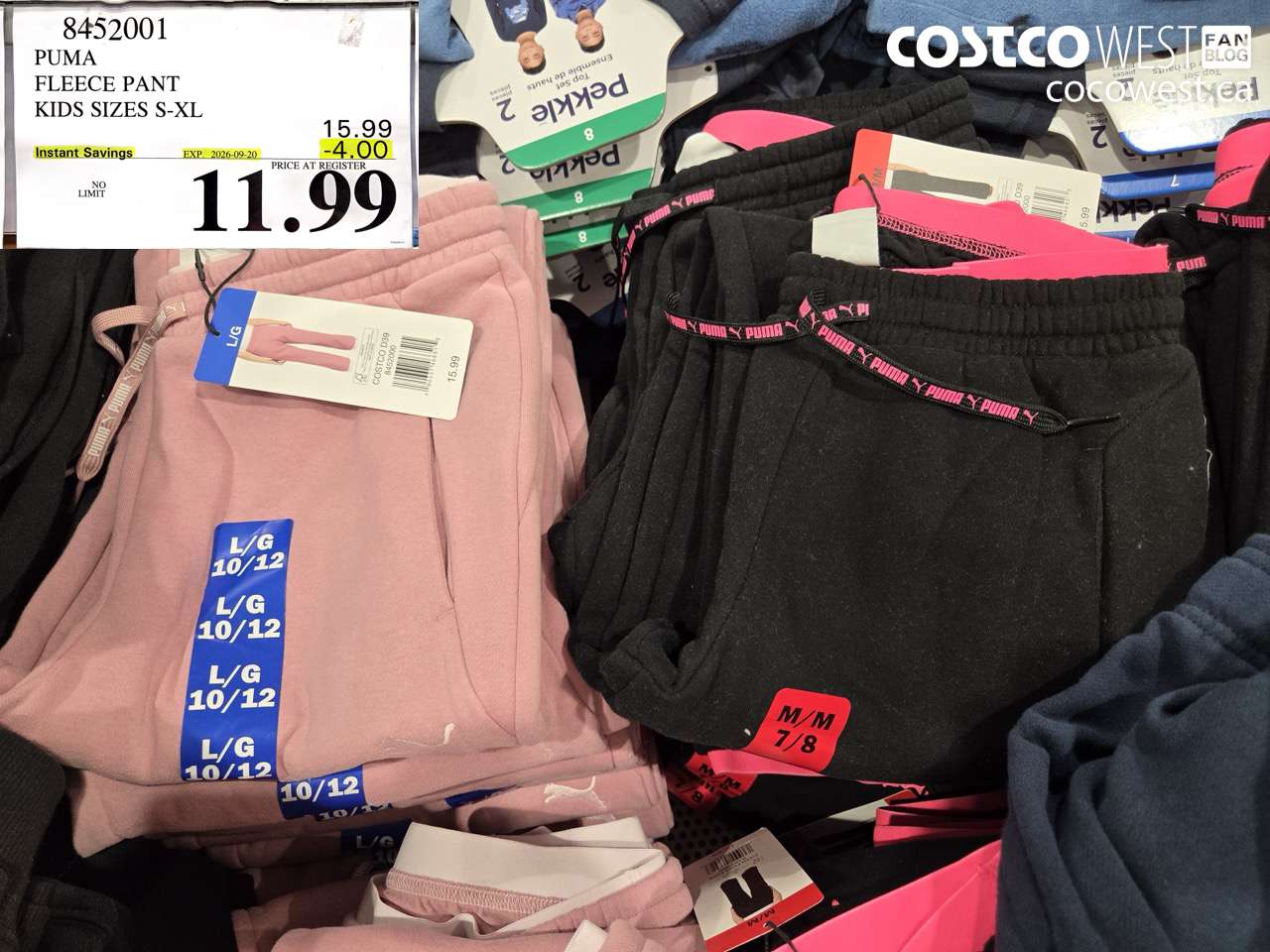 8452001 PUMA FLEECE PANT KIDS SIZES S-XL ($4.00 INSTANT SAVINGS EXPIRES ON 2026-09-20) $11.99