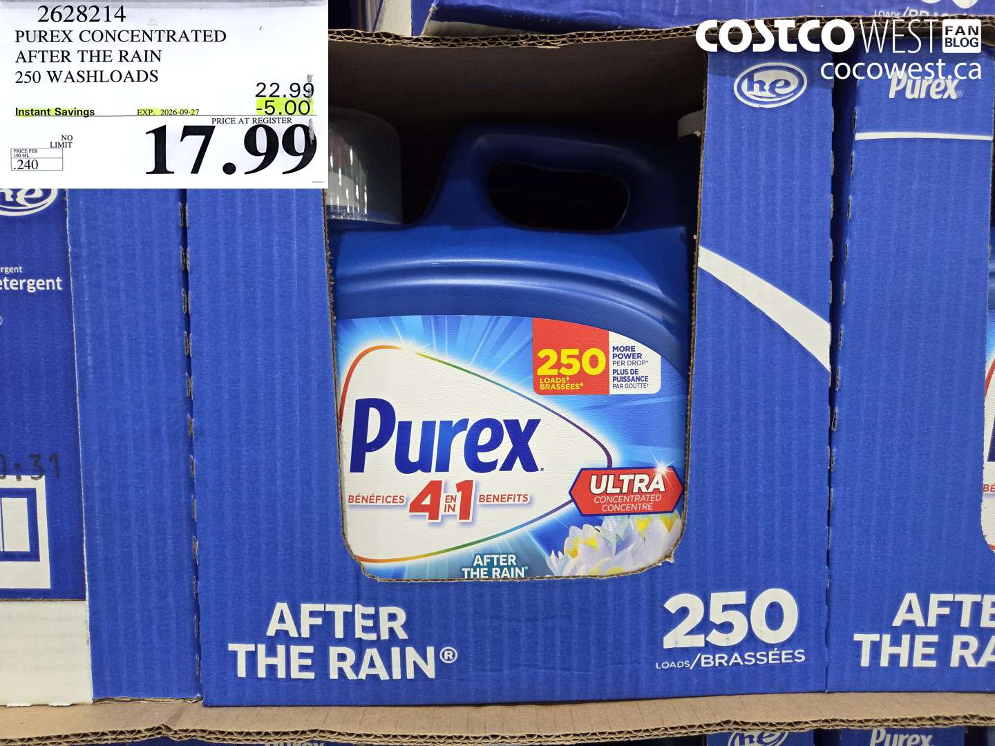2628214 PUREX CONCENTRATED AFTER THE RAIN 250 WASHLOADS ($5.00 INSTANT SAVINGS EXPIRES ON 2026-09-27) $17.99