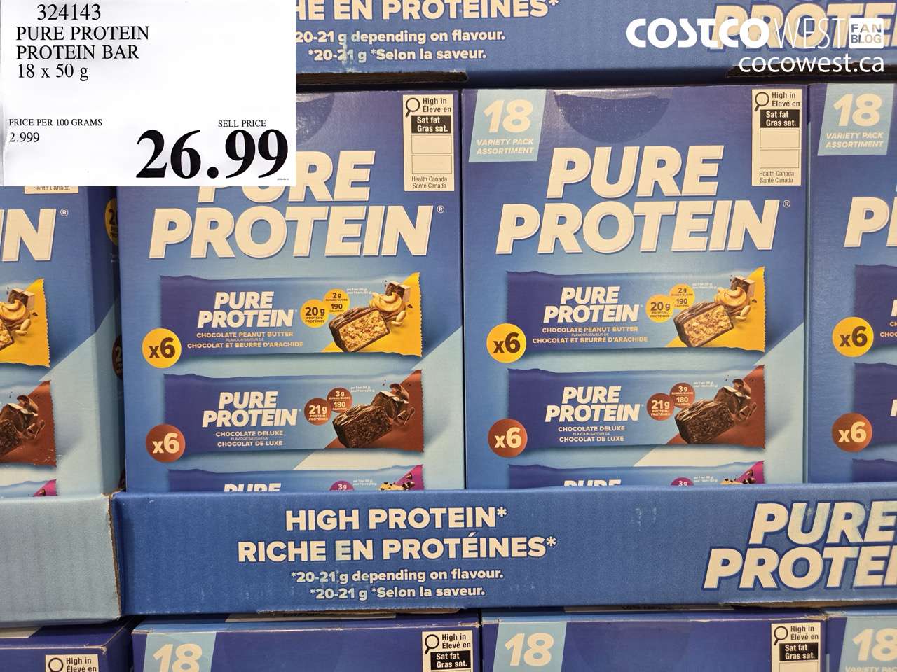 324143 PURE PROTEIN PROTEIN BAR 18 X 50 G $26.99