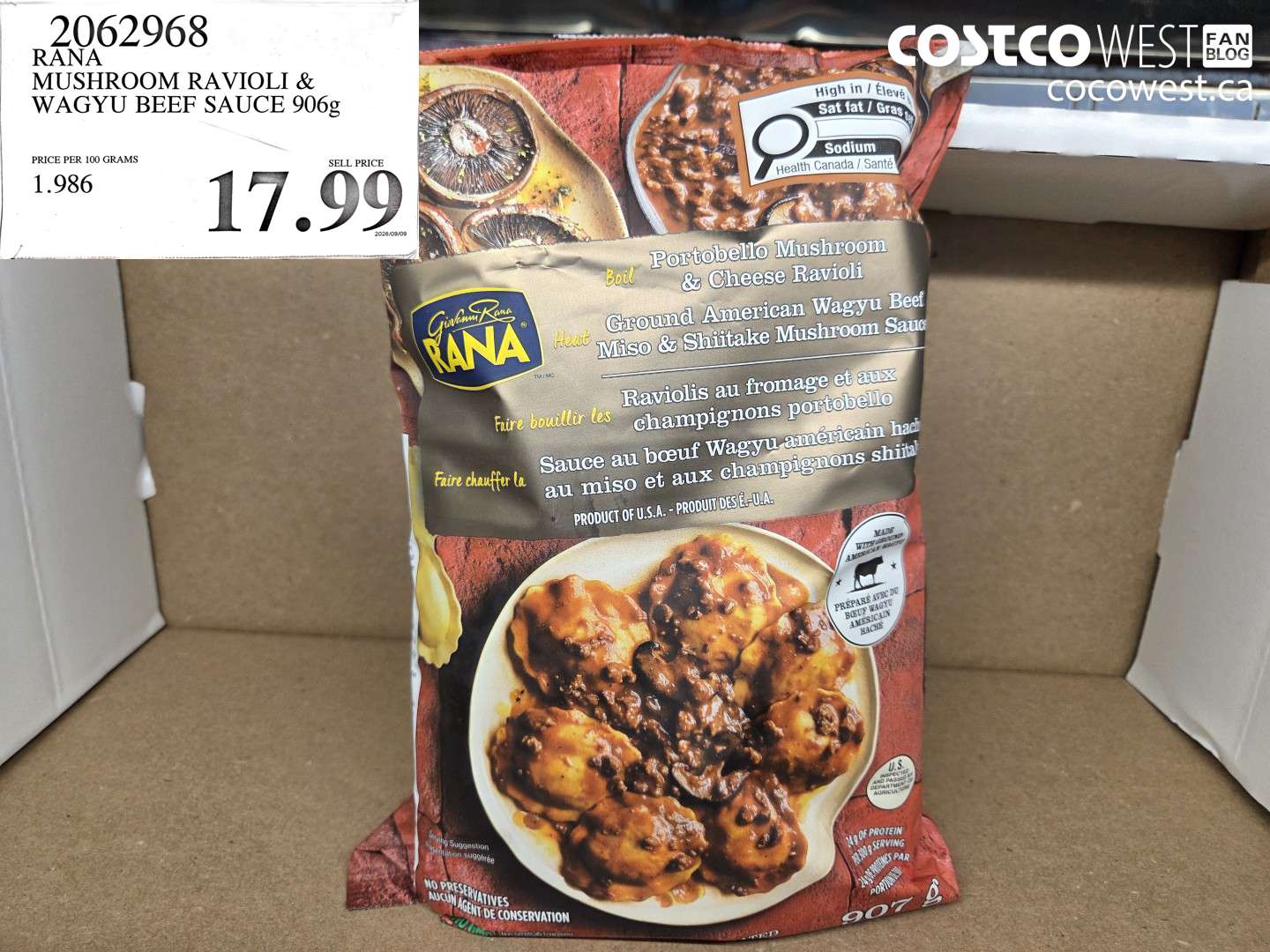 2062968 RANA MUSHROOM RAVIOLI & WAGYU BEEF SAUCE 906G $17.99