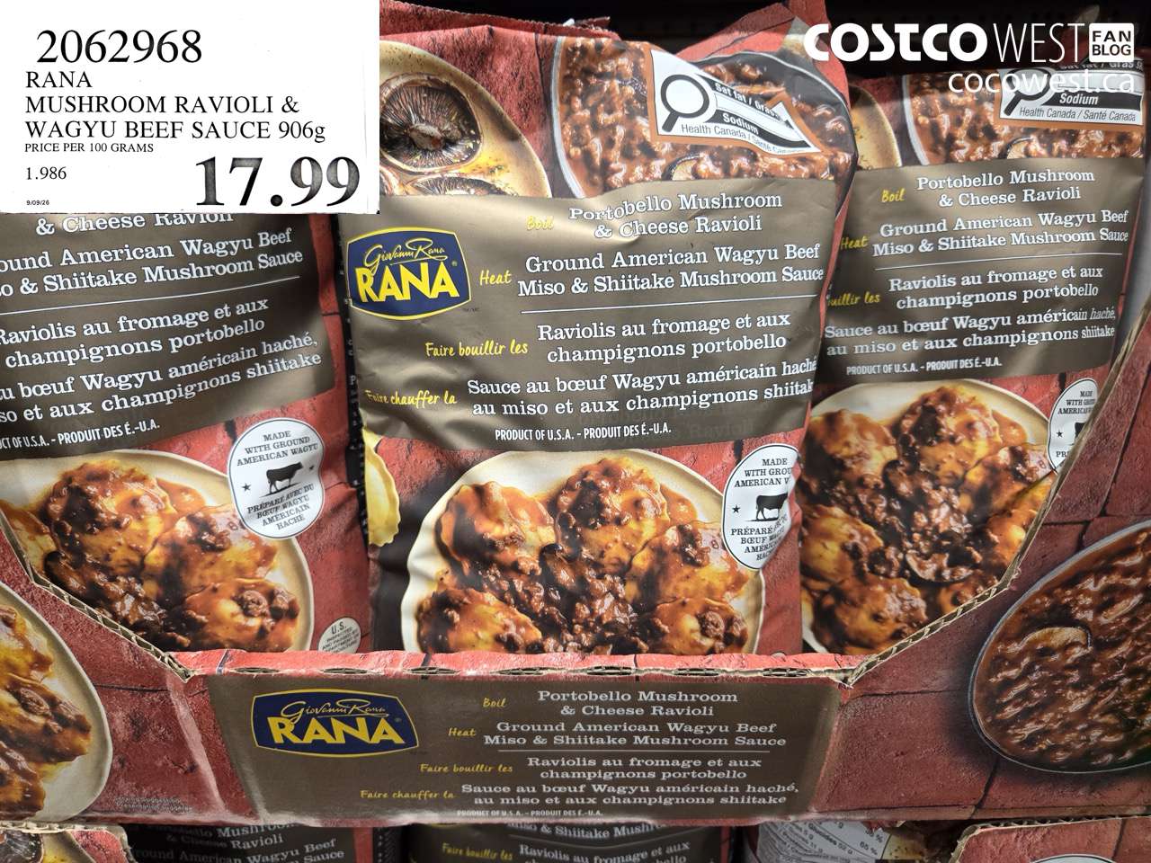 2062968 RANA MUSHROOM RAVIOLI & WAGYU BEEF SAUCE 906G $17.99