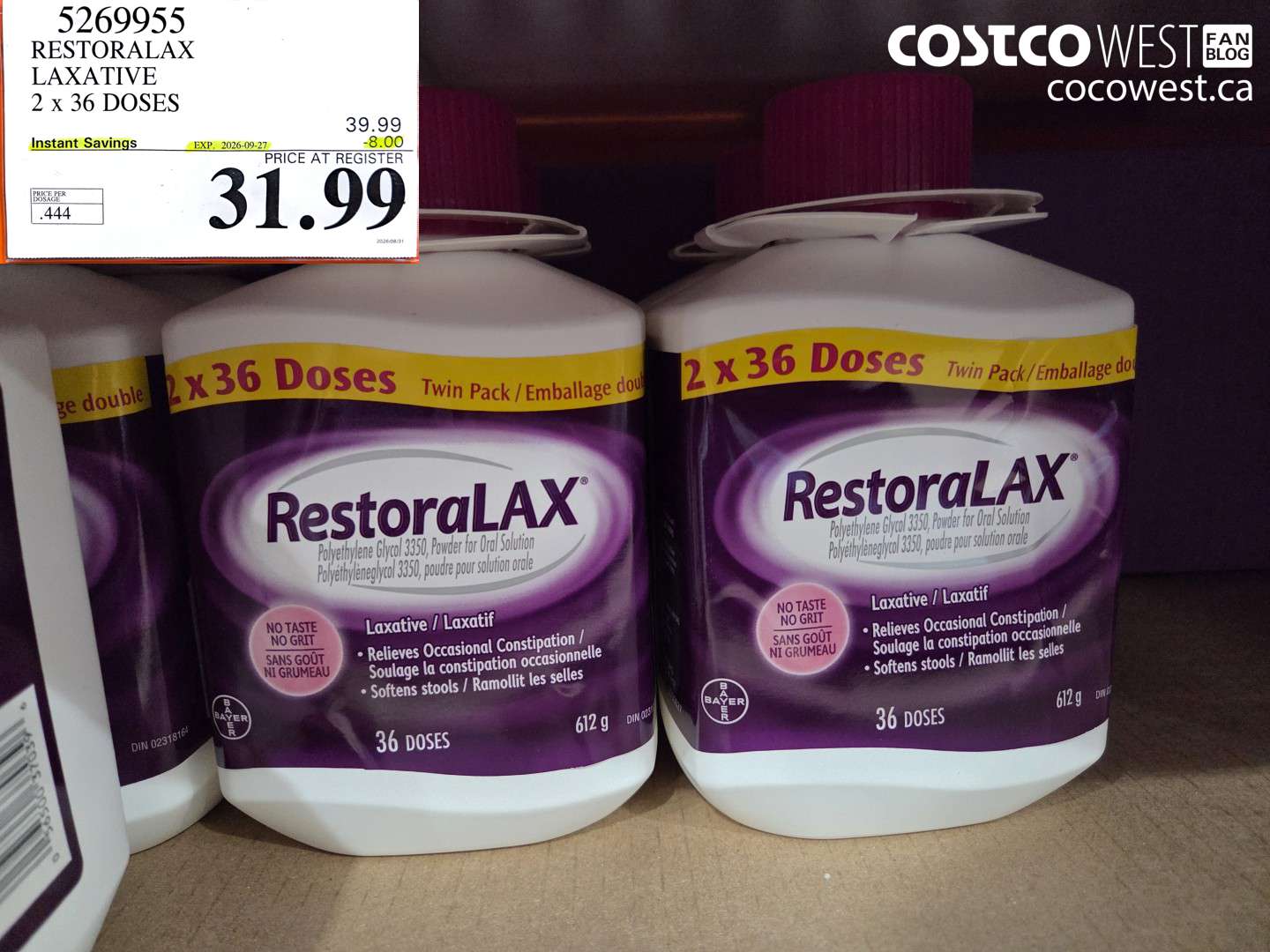 RESTORALAX LAXATIVE 2 X 36 DOSES