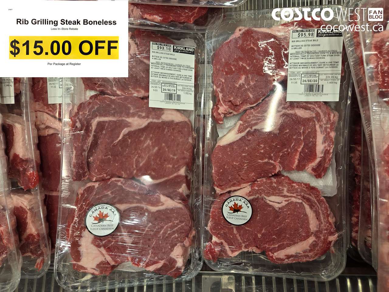 21877 RIB GRILLING STEAK BONELESS ($15.00 INSTANT SAVINGS)