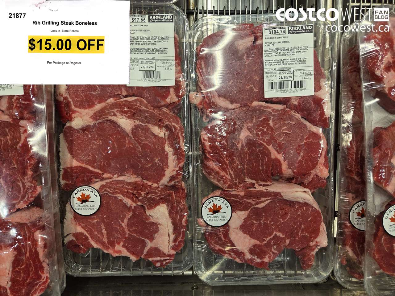 21877 RIB GRILLING STEAK BONELESS ($15.00 INSTANT SAVINGS)