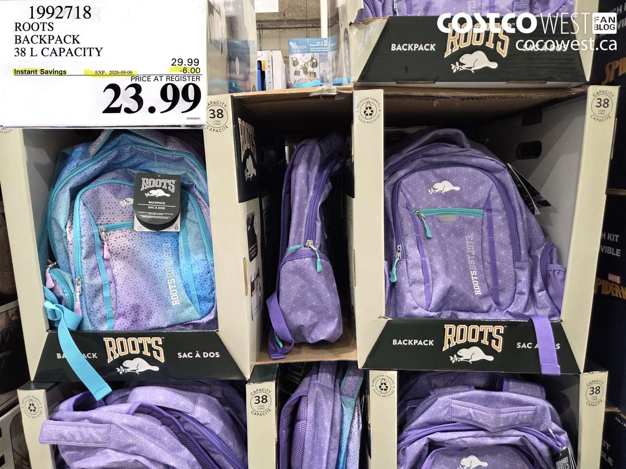 1992718 ROOTS BACKPACK 38 L CAPACITY ($6.00 INSTANT SAVINGS EXPIRES ON 2026-09-06) $23.99