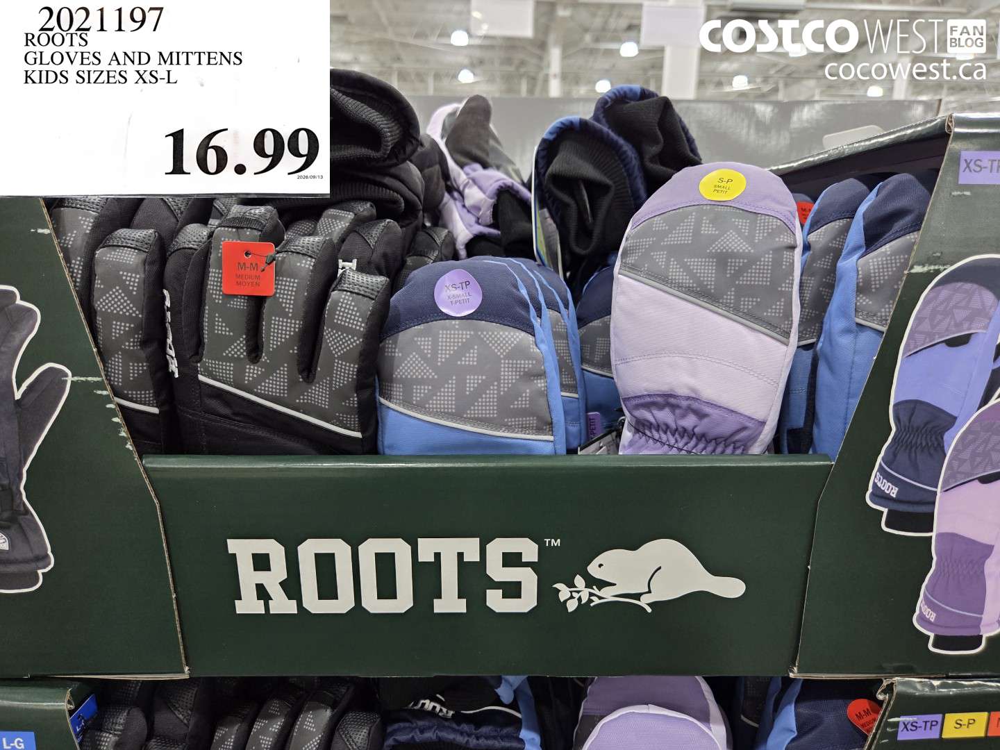 2021197 ROOTS GLOVES AND MITTENS KIDS SIZES XS-L $16.99