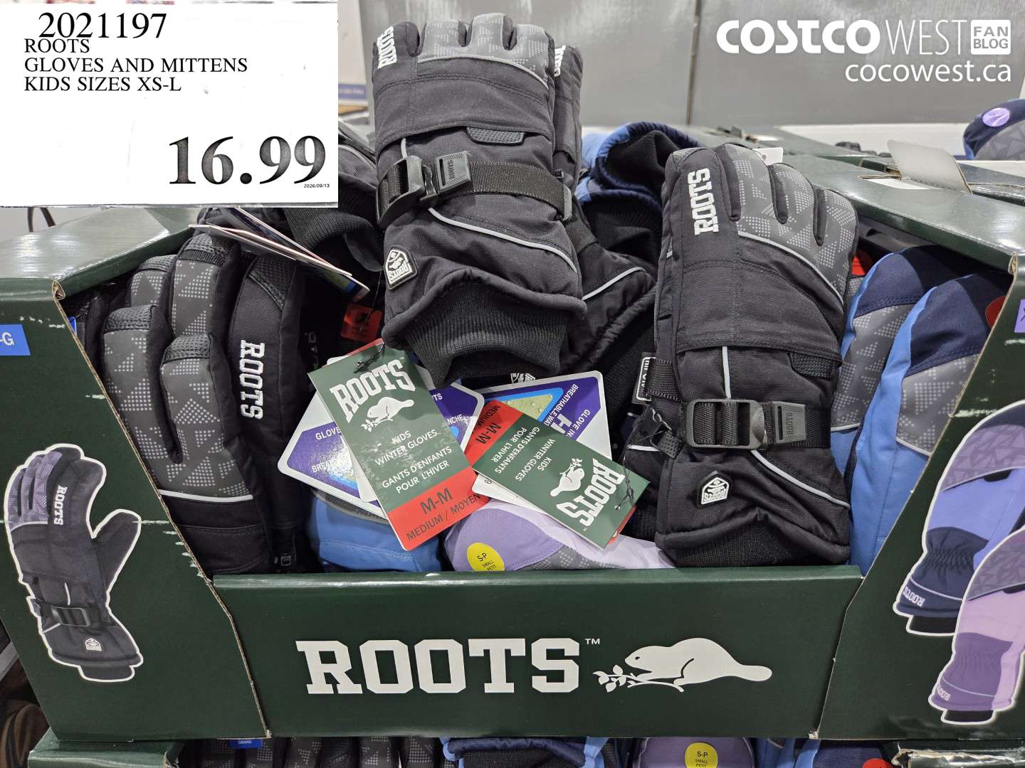 2021197 ROOTS GLOVES AND MITTENS KIDS SIZES XS-L $16.99