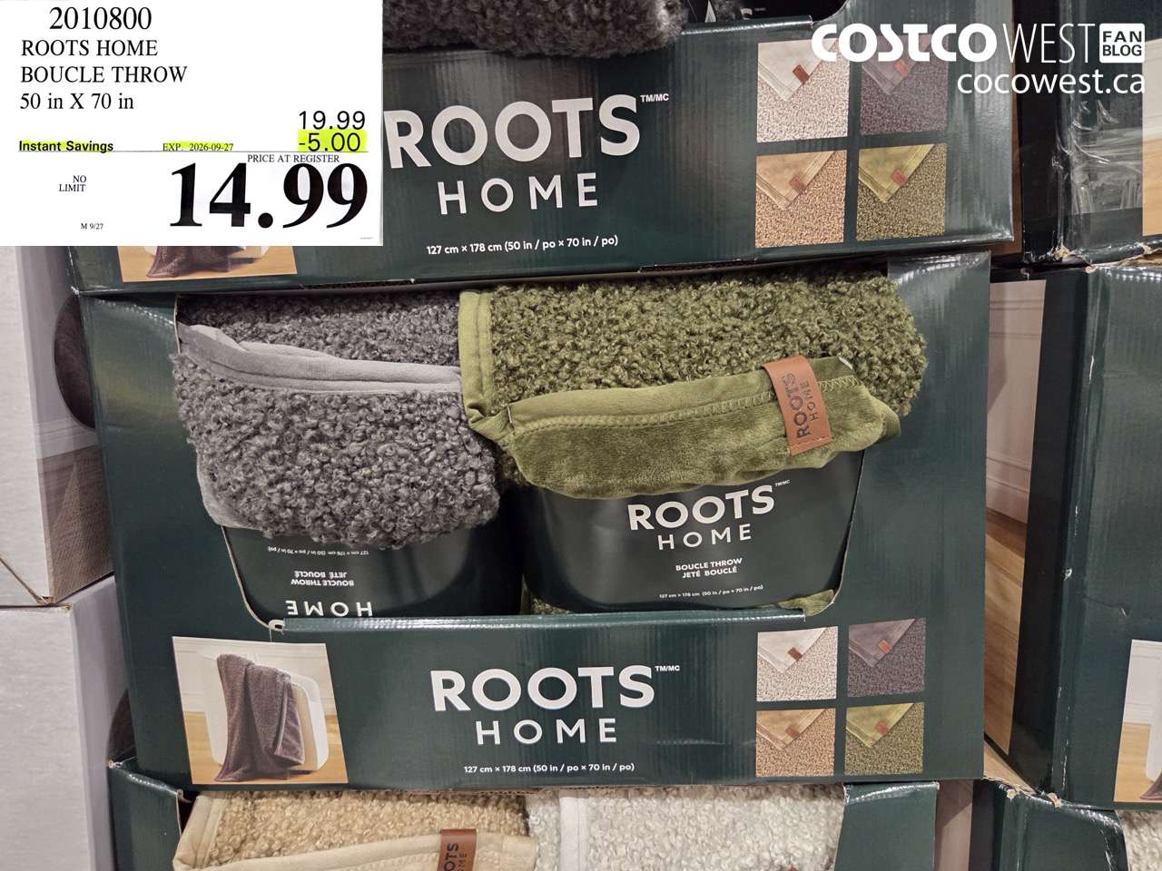 2010800 ROOTS HOME BOUCLE THROW 50 IN X 70 IN ($5.00 INSTANT SAVINGS EXPIRES ON 2026-09-27) $14.99