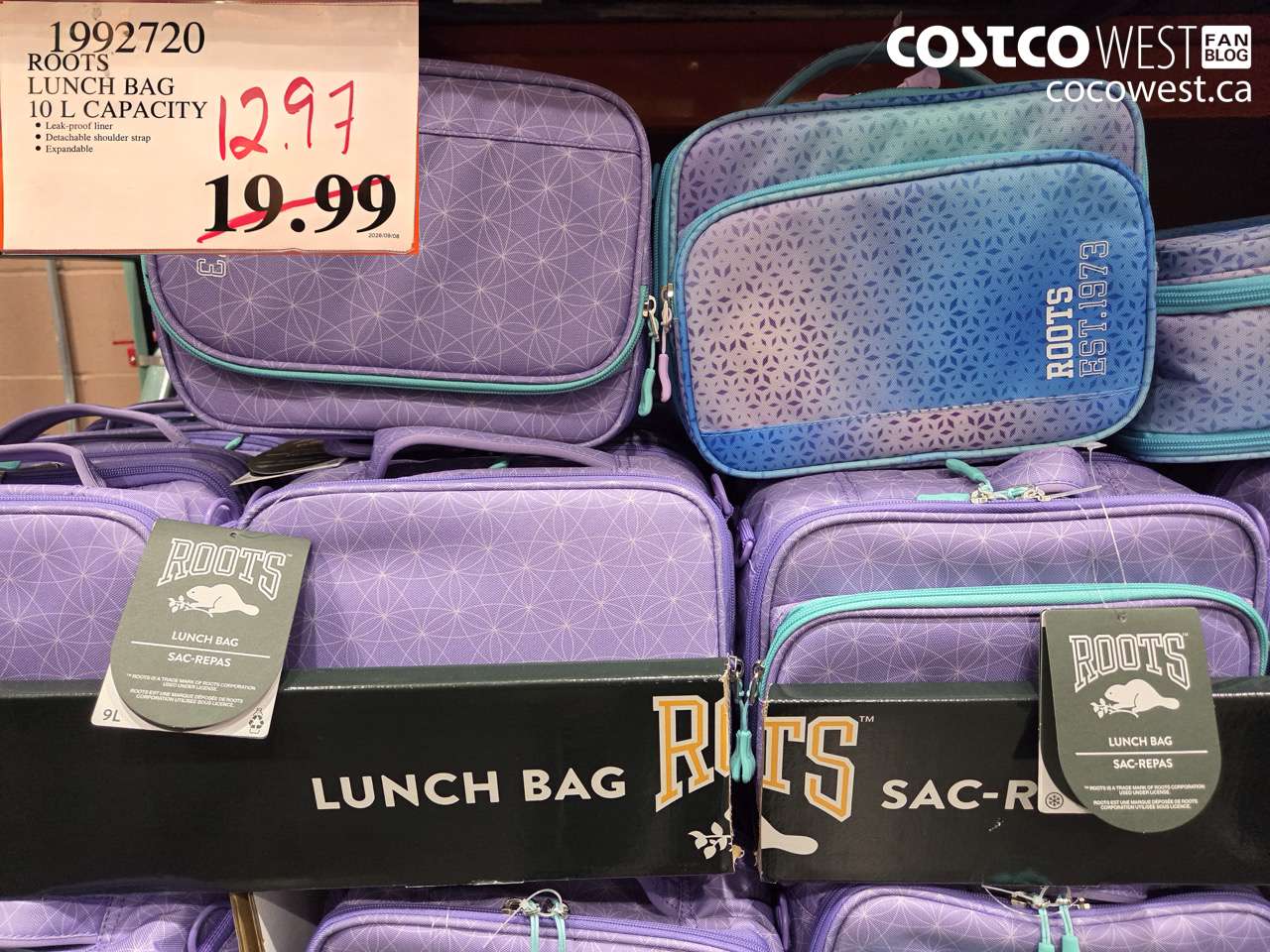 1992720 ROOTS LUNCH BAG 10 L CAPACITY $12.97