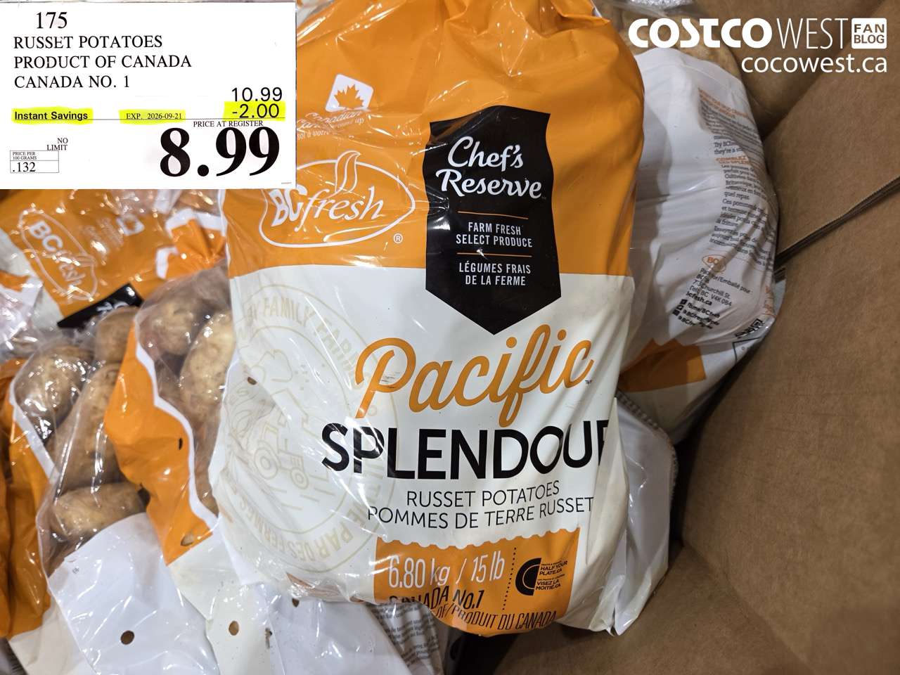 175 RUSSET POTATOES PRODUCT OF CANADA CANADA NO. 1 ($2.00 INSTANT SAVINGS EXPIRES ON 2026-09-21) $8.99