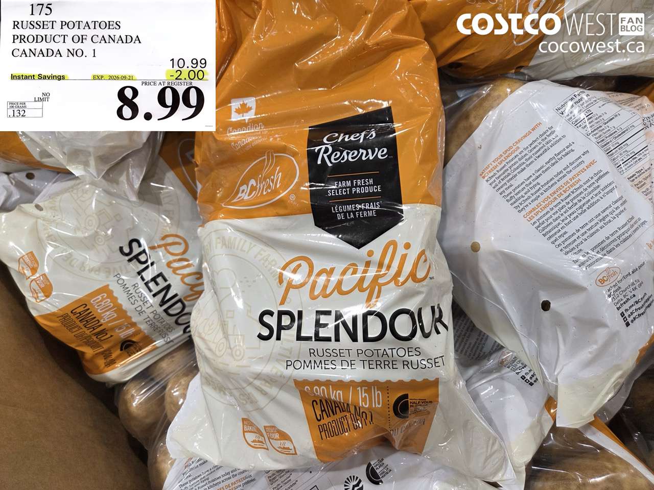 175 RUSSET POTATOES PRODUCT OF CANADA CANADA NO. 1 ($2.00 INSTANT SAVINGS EXPIRES ON 2026-09-21) $8.99