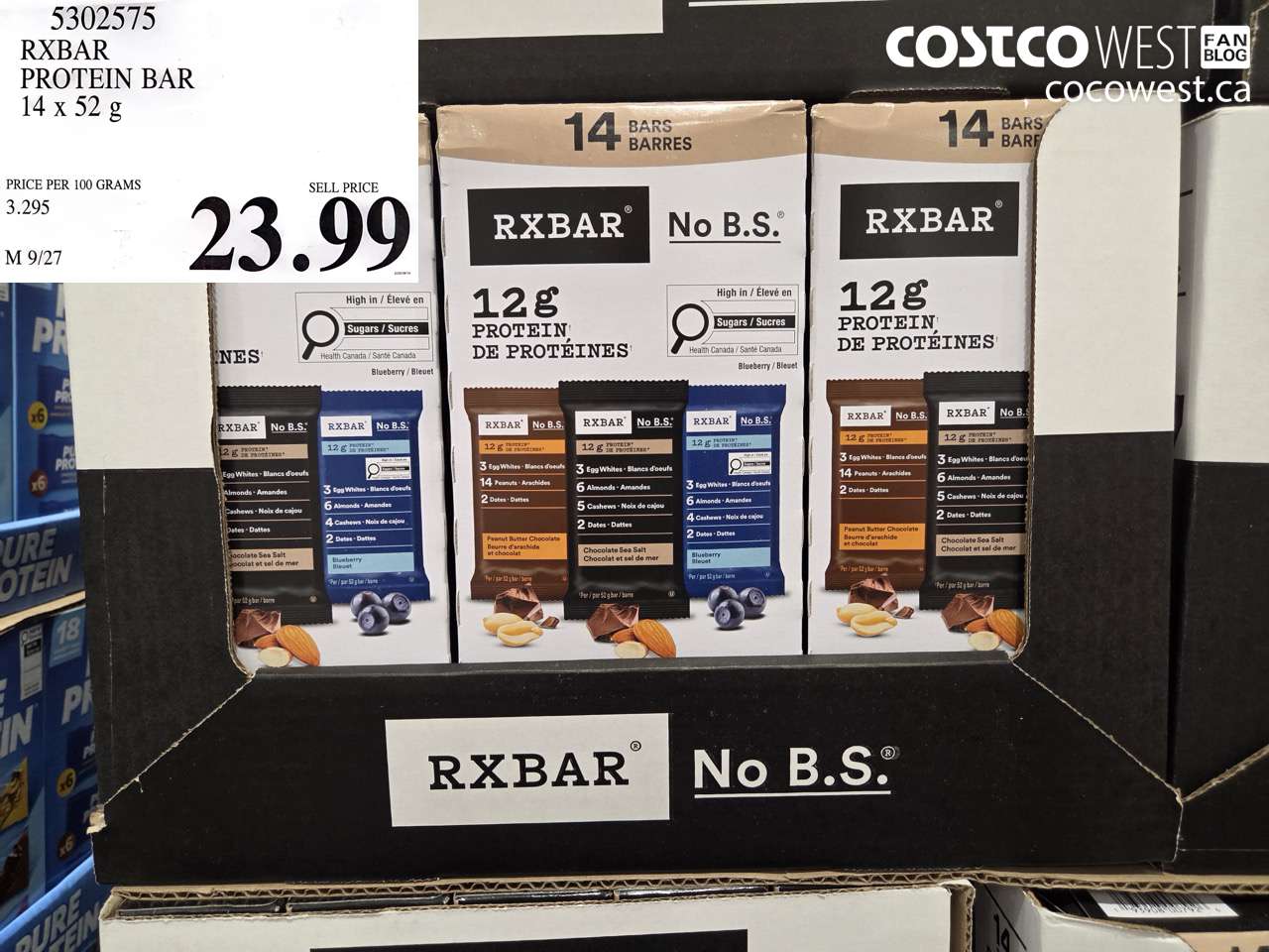 5302575 RXBAR PROTEIN BAR 14 X 52 G $23.99