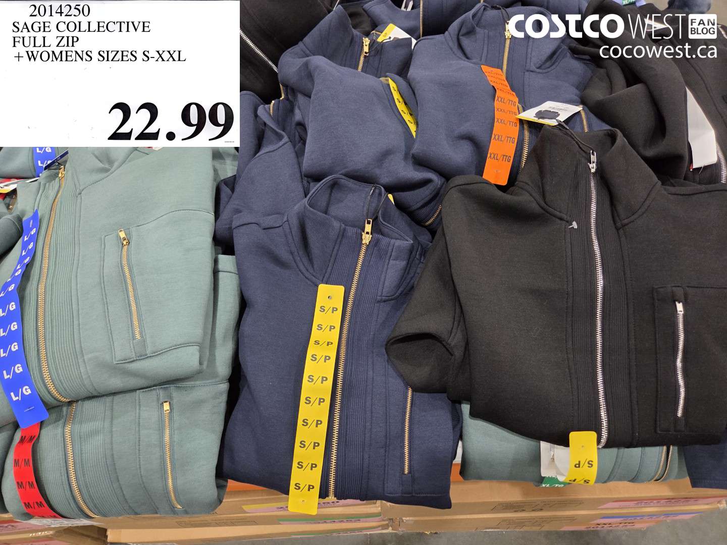 2014250 SAGE COLLECTIVE FULL ZIP WOMENS SIZES S-XXL $22.99