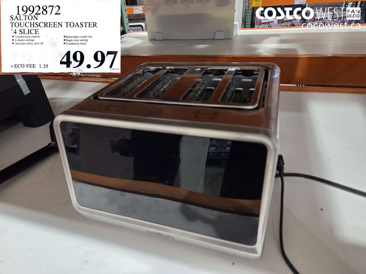 1992872 SALTON TOUCHSCREEN TOASTER 4 SLICE $49.97
