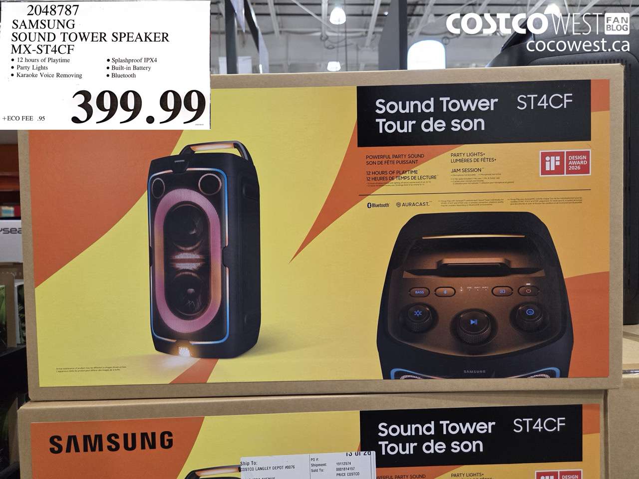 2048787 SAMSUNG SOUND TOWER SPEAKER MX-ST4CF $399.99