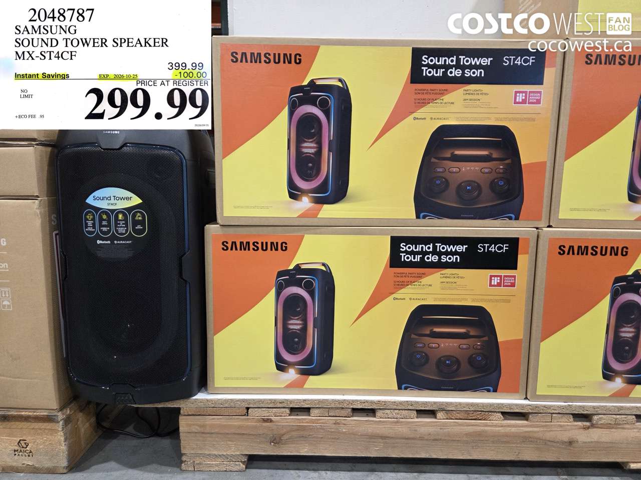 2048787 SAMSUNG SOUND TOWER SPEAKER MX-ST4CF ($100.00 INSTANT SAVINGS EXPIRES ON 2026-10-25) $299.99