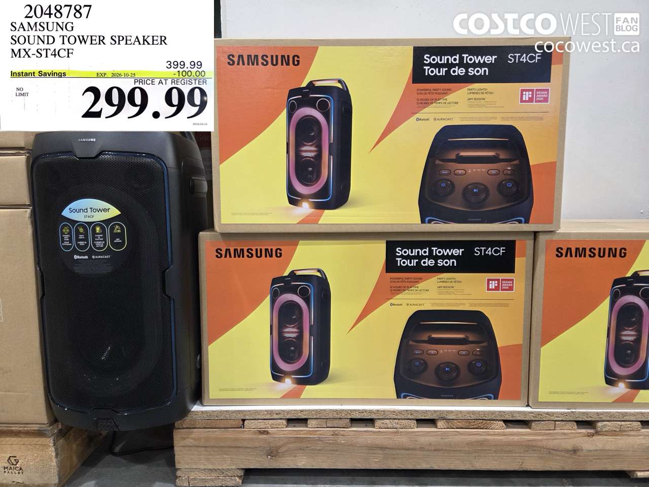 2048787 SAMSUNG SOUND TOWER SPEAKER MX-ST4CF ($100.00 INSTANT SAVINGS EXPIRES ON 2026-10-25) $299.99