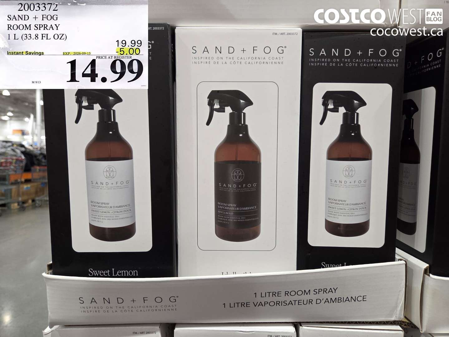 2003372 SAND + FOG ROOM SPRAY 1 L (33.8 FL OZ) ($5.00 INSTANT SAVINGS EXPIRES ON 2026-09-13) $14.99