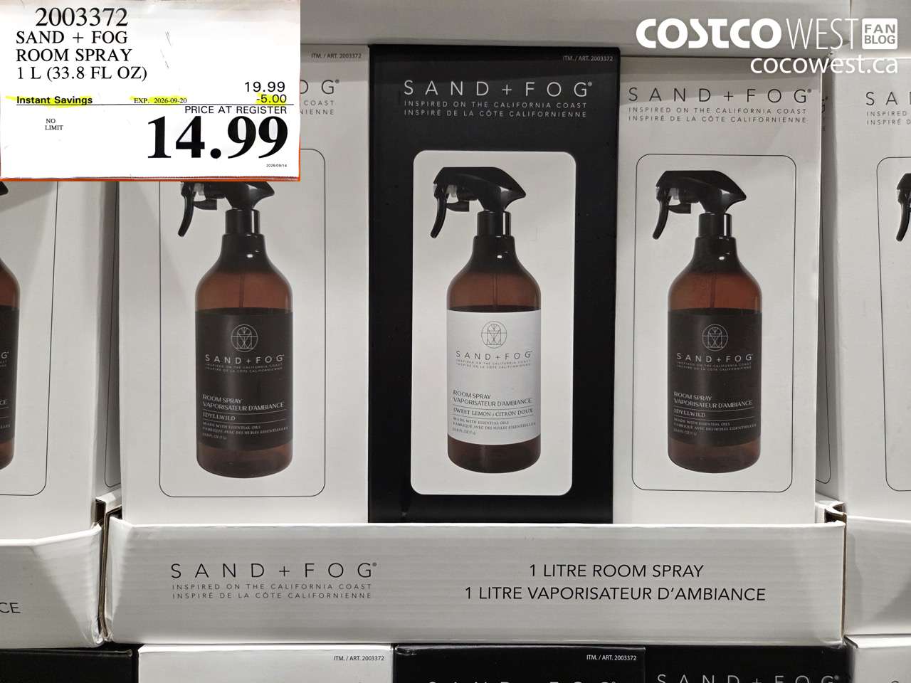 2003372 SAND + FOG ROOM SPRAY 1 L (33.8 FL OZ) ($5.00 INSTANT SAVINGS EXPIRES ON 2026-09-20) $14.99
