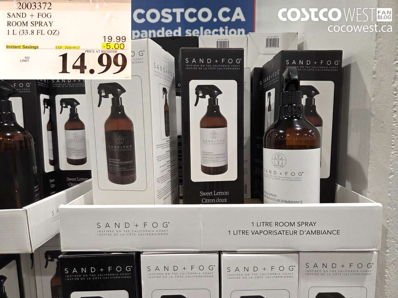 2003372 SAND + FOG ROOM SPRAY 1 L (33.8 FL OZ) ($5.00 INSTANT SAVINGS EXPIRES ON 2026-09-27) $14.99
