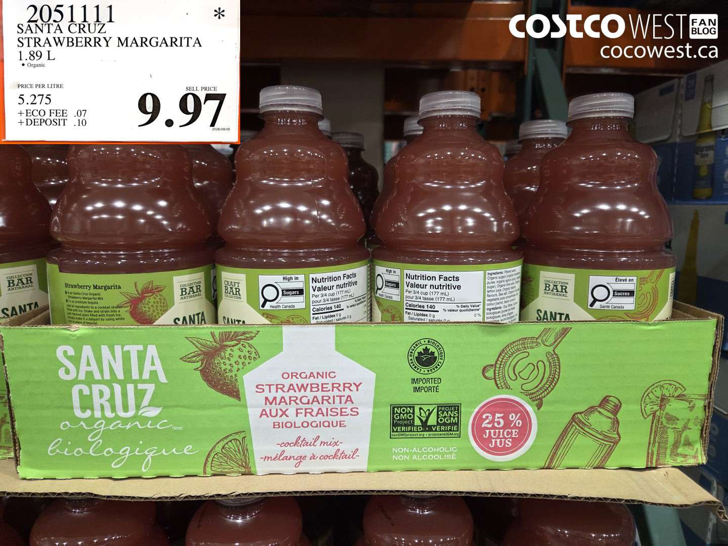 2051111 SANTA CRUZ STRAWBERRY MARGARITA 1.89 L $9.97