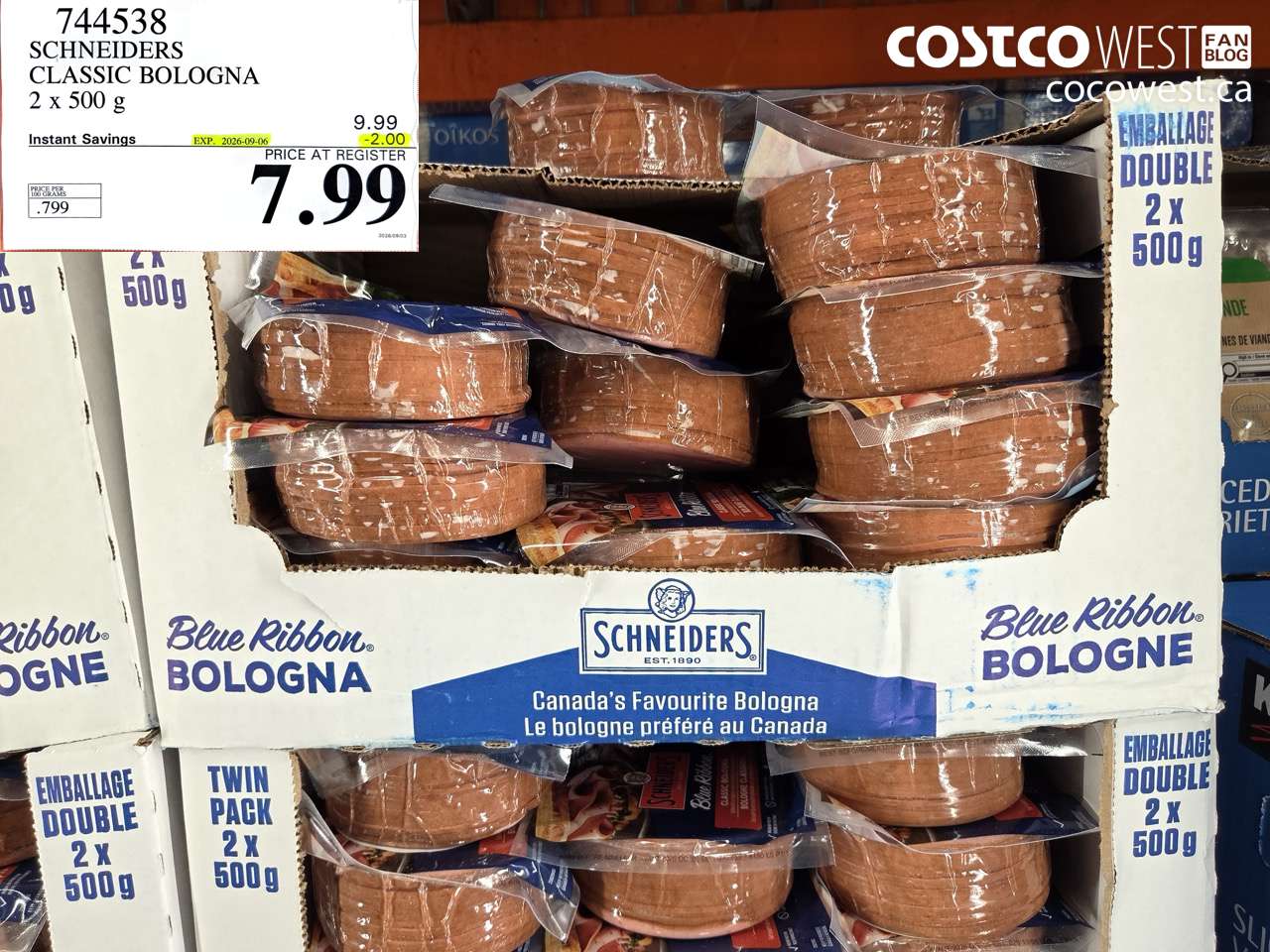 744538 SCHNEIDERS CLASSIC BOLOGNA 2 X 500 G ($2.00 INSTANT SAVINGS EXPIRES ON 2026-09-06) $7.99