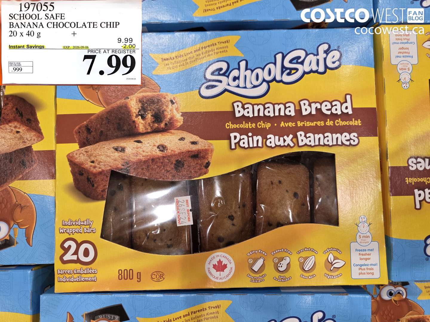 197055 SCHOOL SAFE BANANA CHOCOLATE CHIP 20 X 40 G ($2.00 INSTANT SAVINGS EXPIRES ON 2026-09-06) $7.99