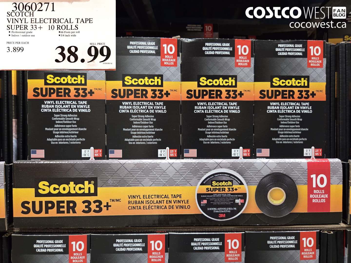 3060271 SCOTCH VINYL ELECTRICAL TAPE SUPER 33+ 10 ROLLS $38.99