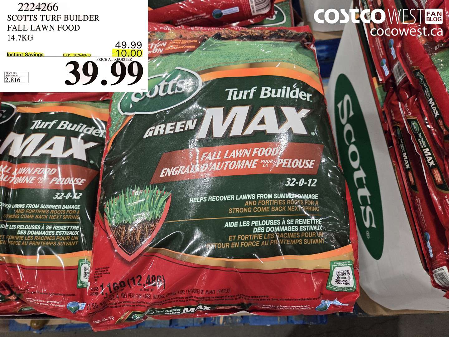 2224266 SCOTTS TURF BUILDER FALL LAWN FOOD 14.7KG ($10.00 INSTANT SAVINGS EXPIRES ON 2026-09-13) $39.99