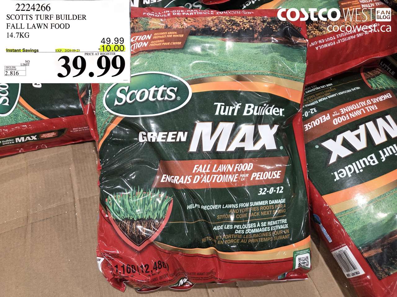 2224266 SCOTTS TURF BUILDER FALL LAWN FOOD 14.7KG ($10.00 INSTANT SAVINGS EXPIRES ON 2026-09-23) $39.99