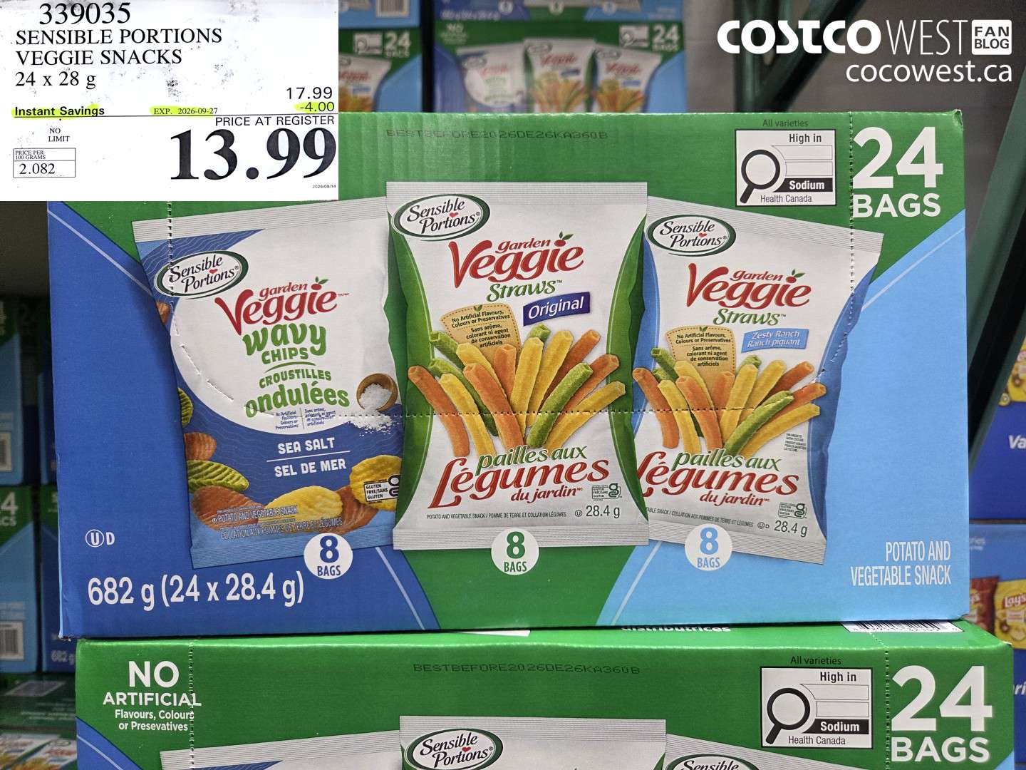 339035 SENSIBLE PORTIONS VEGGIE SNACKS 24 X 28 G ($4.00 INSTANT SAVINGS EXPIRES ON 2026-09-27) $13.99