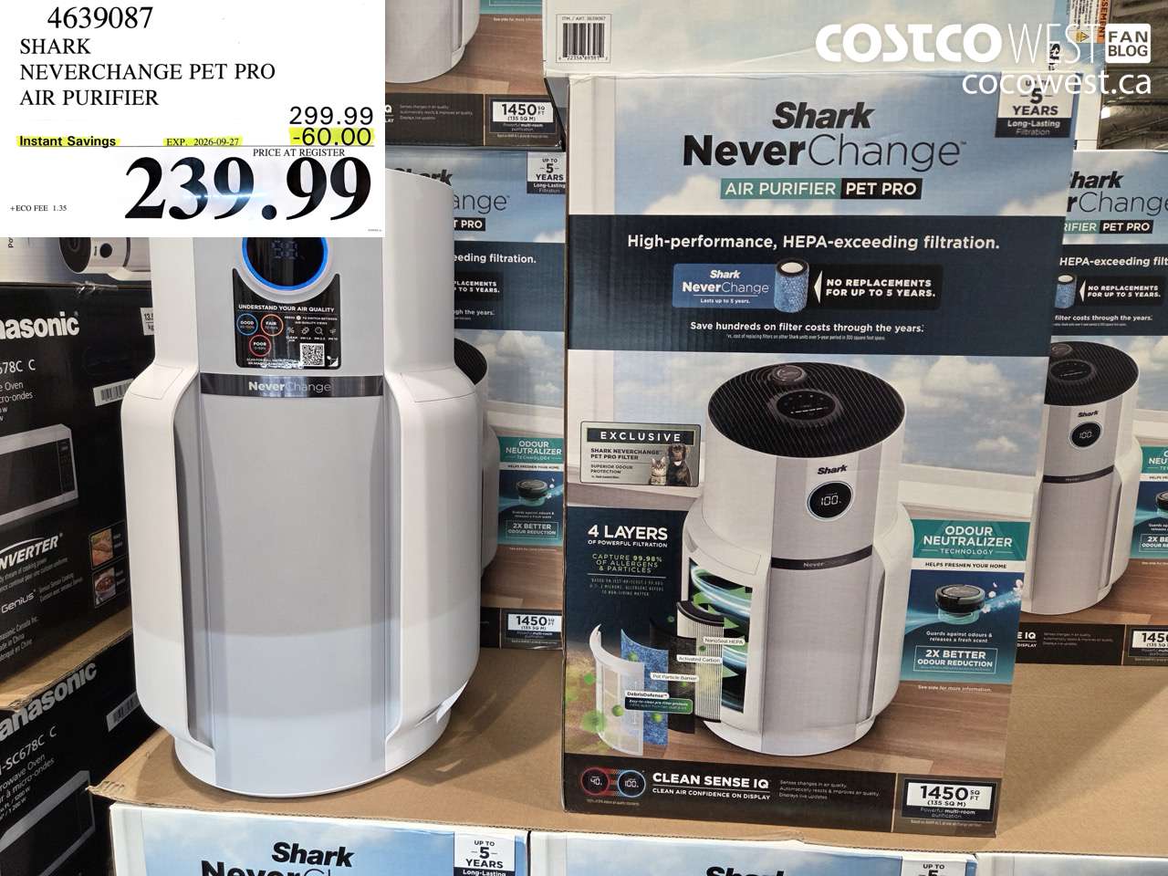 4639087 SHARK NEVERCHANGE PET PRO AIR PURIFIER ($60.00 INSTANT SAVINGS EXPIRES ON 2026-09-27) $239.99
