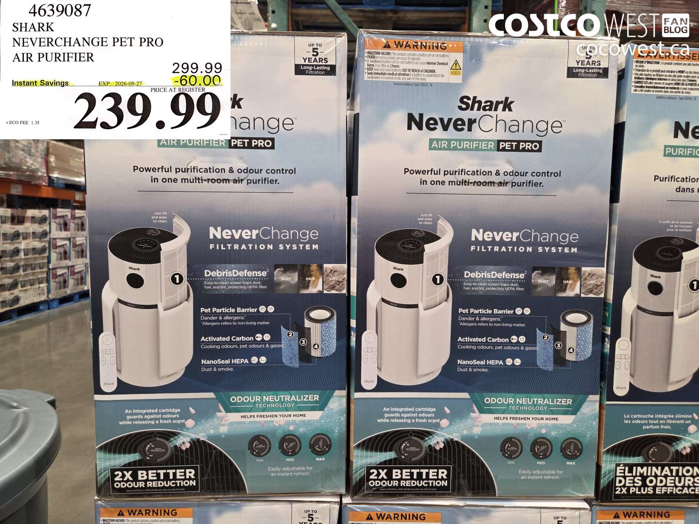 4639087 SHARK NEVERCHANGE PET PRO AIR PURIFIER ($60.00 INSTANT SAVINGS EXPIRES ON 2026-09-27) $239.99