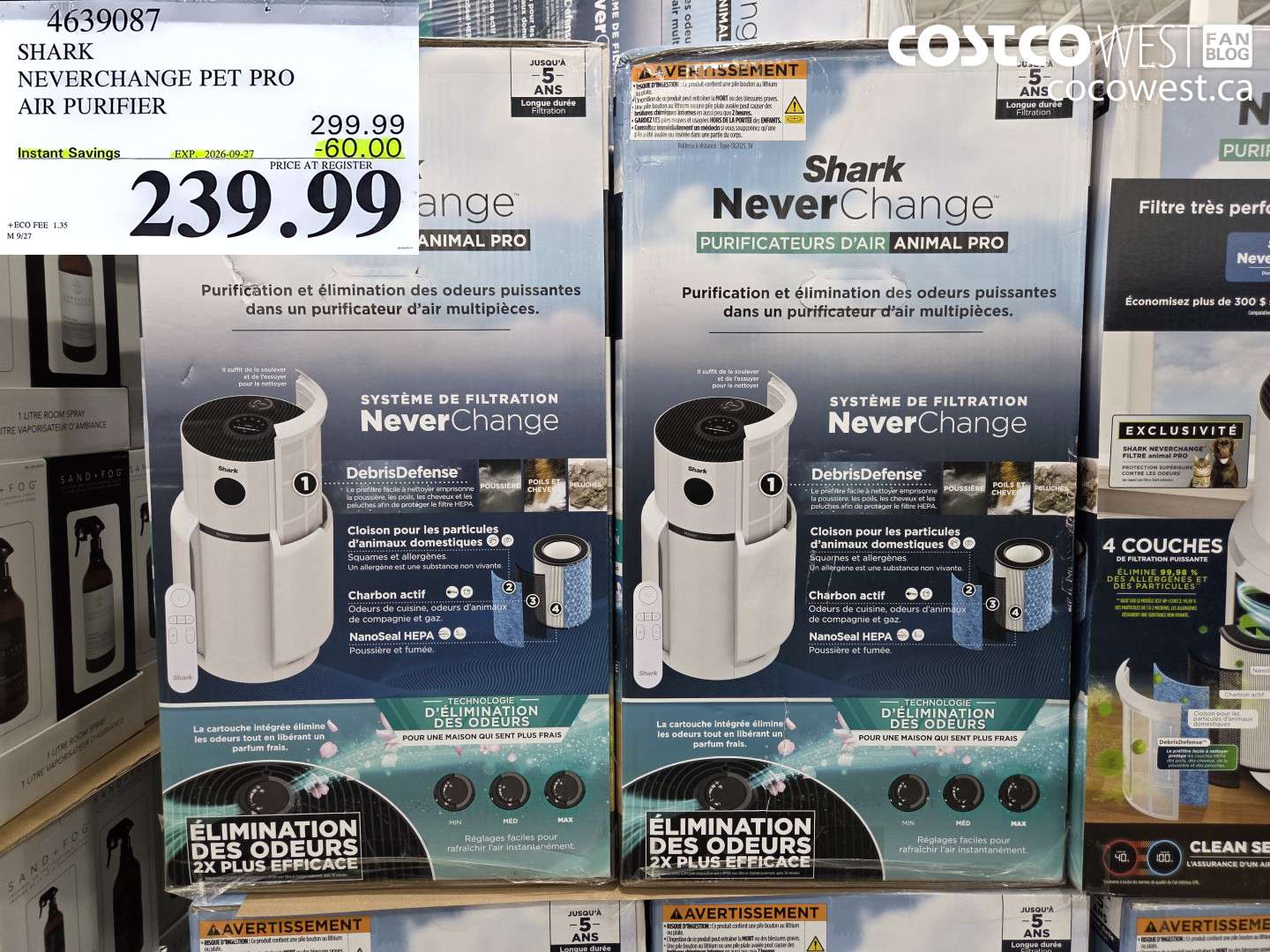 4639087 SHARK NEVERCHANGE PET PRO AIR PURIFIER ($60.00 INSTANT SAVINGS EXPIRES ON 2026-09-27) $239.99