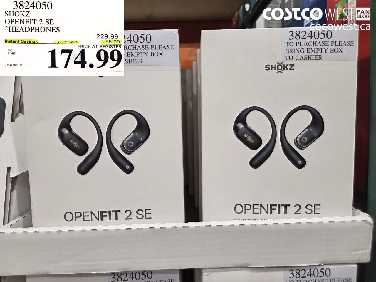 3824050 SHOKZ OPENFIT 2 SE HEADPHONES ($55.00 INSTANT SAVINGS EXPIRES ON 2026-09-24) $174.99