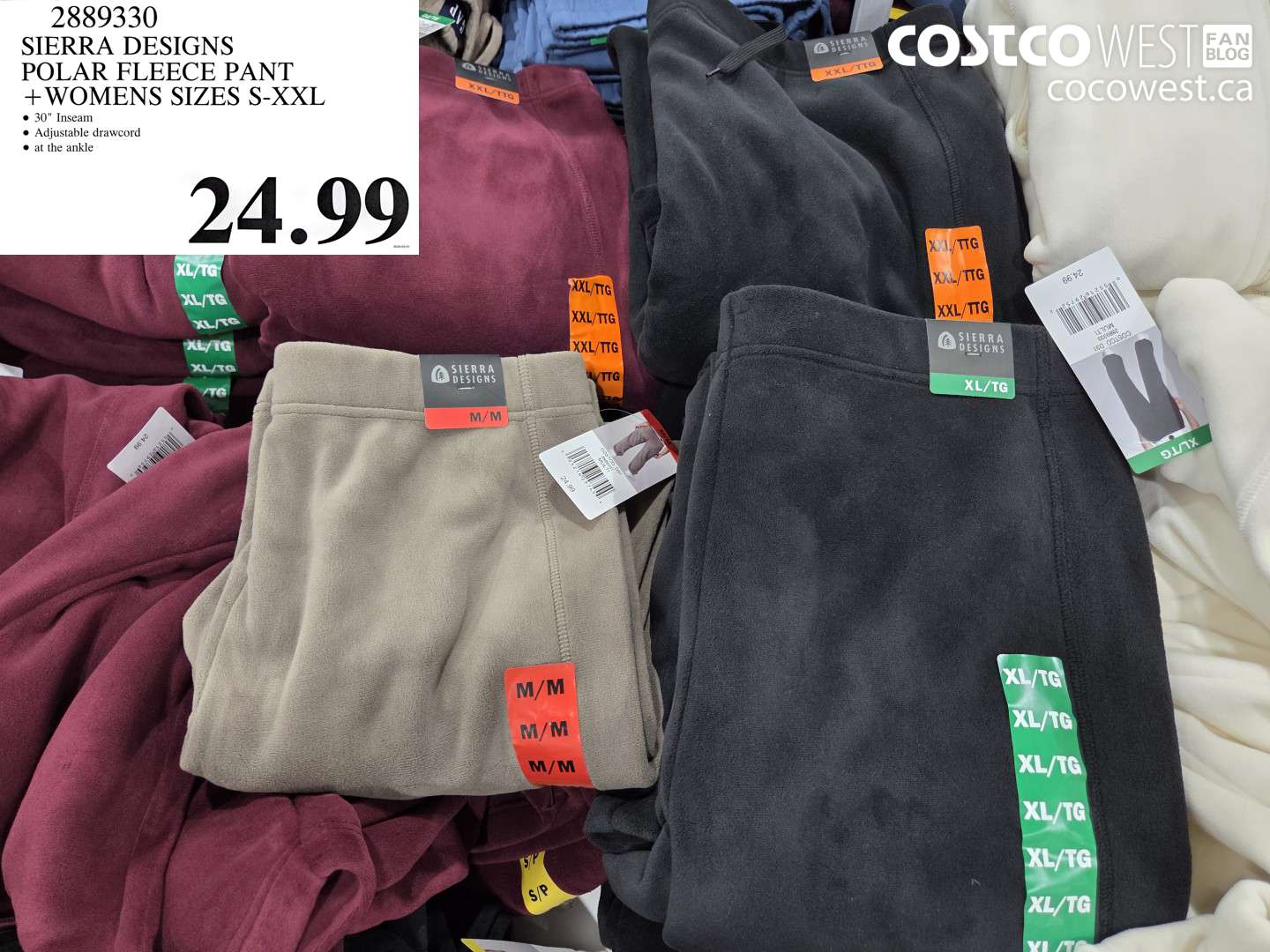2889330 SIERRA DESIGNS POLAR FLEECE PANT WOMENS SIZES S-XXL $24.99