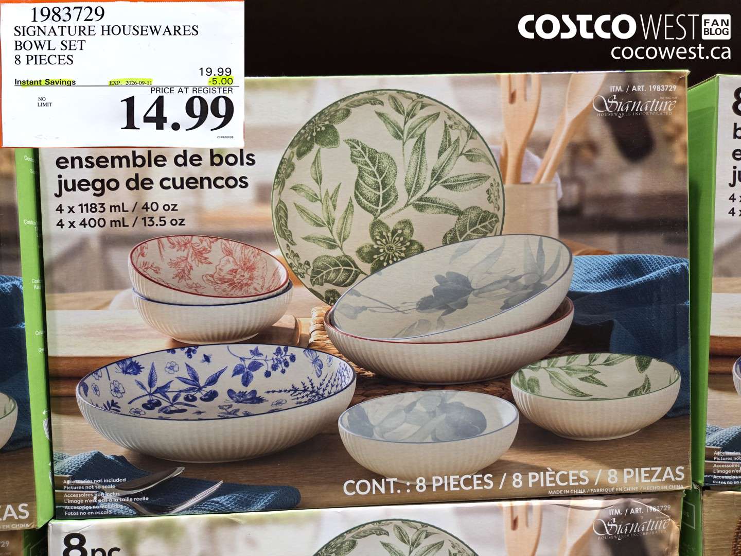 1983729 SIGNATURE HOUSEWARES BOWL SET 8 PIECES ($5.00 INSTANT SAVINGS EXPIRES ON 2026-09-11) $14.99