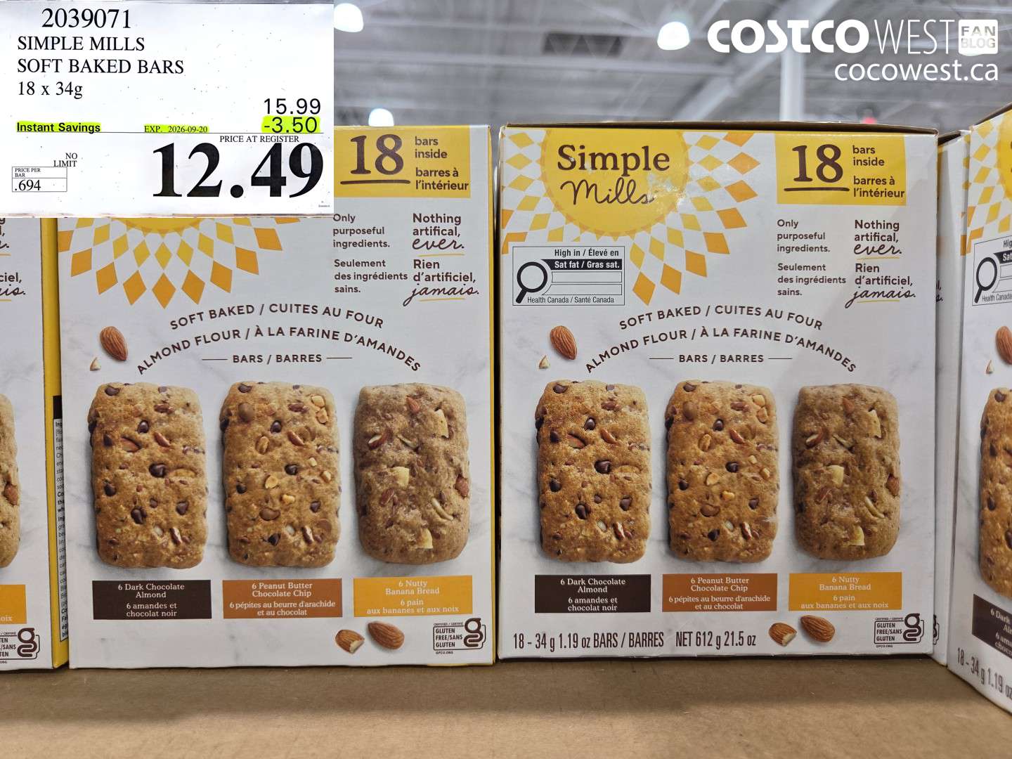 SIMPLE MILLS SOFT BAKED BARS 18 X 34G