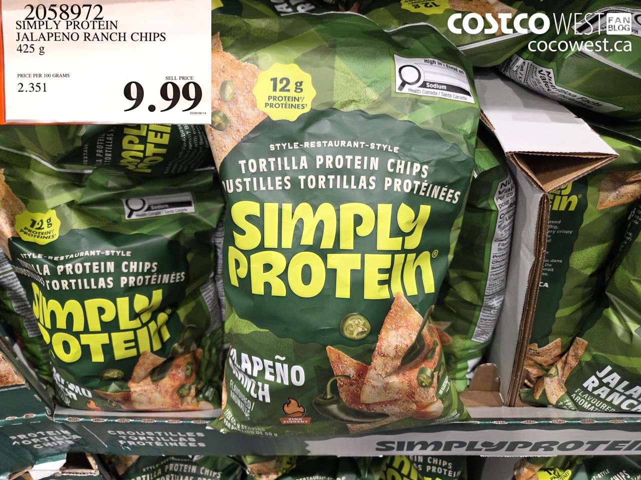 2058972 SIMPLY PROTEIN JALAPENO RANCH CHIPS 425 G $9.99