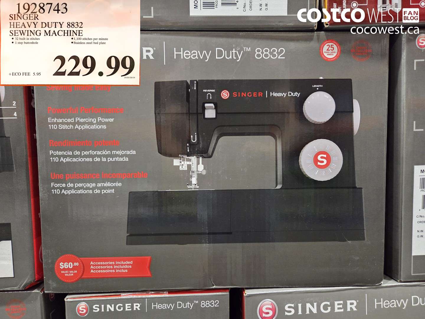 1928743 SINGER HEAVY DUTY 8832 SEWING MACHINE $229.99