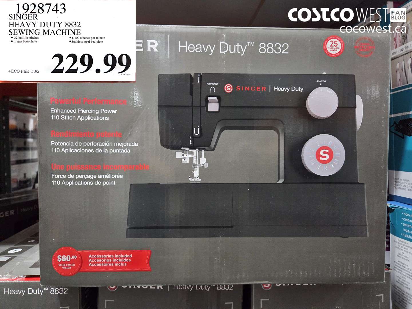 1928743 SINGER HEAVY DUTY 8832 SEWING MACHINE $229.99