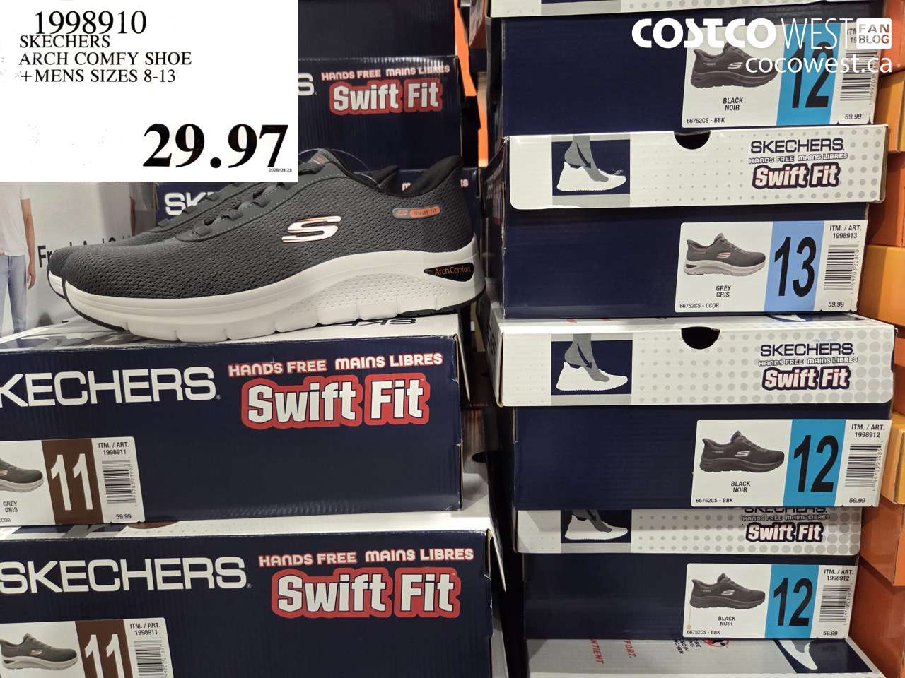 1998910 SKECHERS ARCH COMFY SHOE MENS SIZES 8-13 $29.97