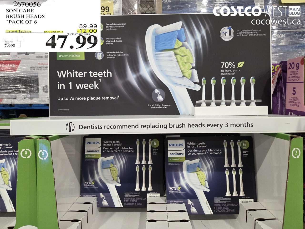2670056 SONICARE BRUSH HEADS PACK OF 6 ($12.00 INSTANT SAVINGS EXPIRES ON 2026-09-13) $47.99