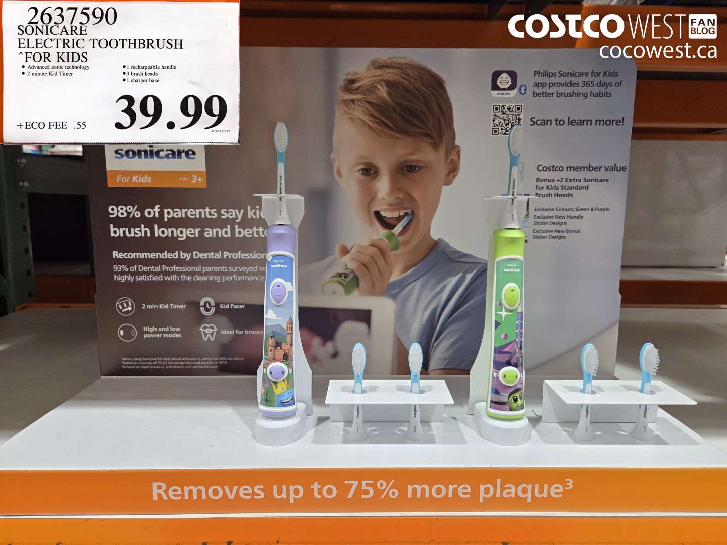 2637590 SONICARE ELECTRIC TOOTHBRUSH FOR KIDS $39.99